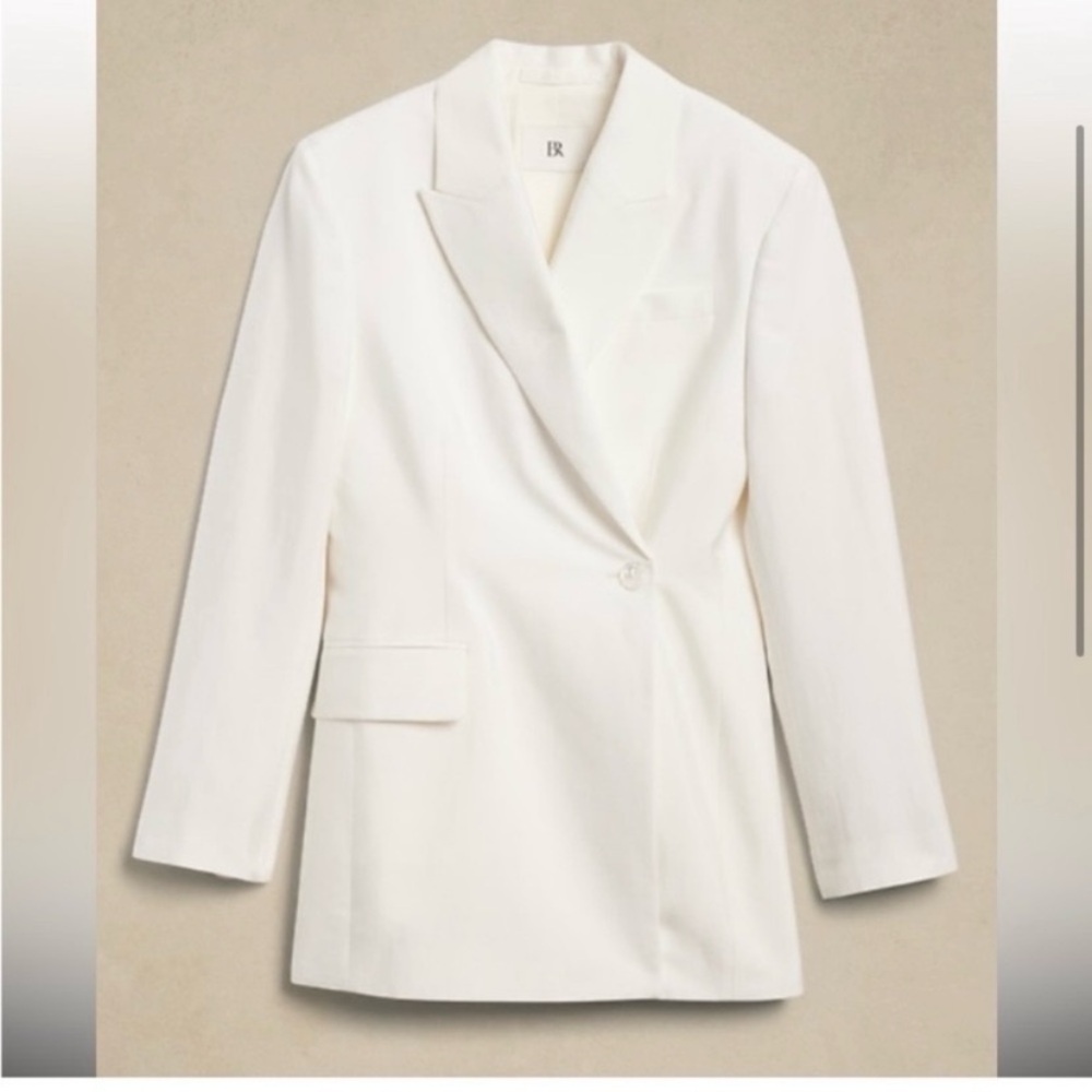🍒Banana Republic Linen Viscose Blazer - 2024 Hourglass - Ivory - Size 4 - NWT - Picture 3 of 15